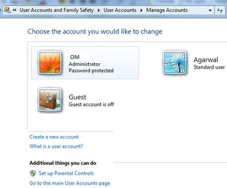 Choose the account you would like to change